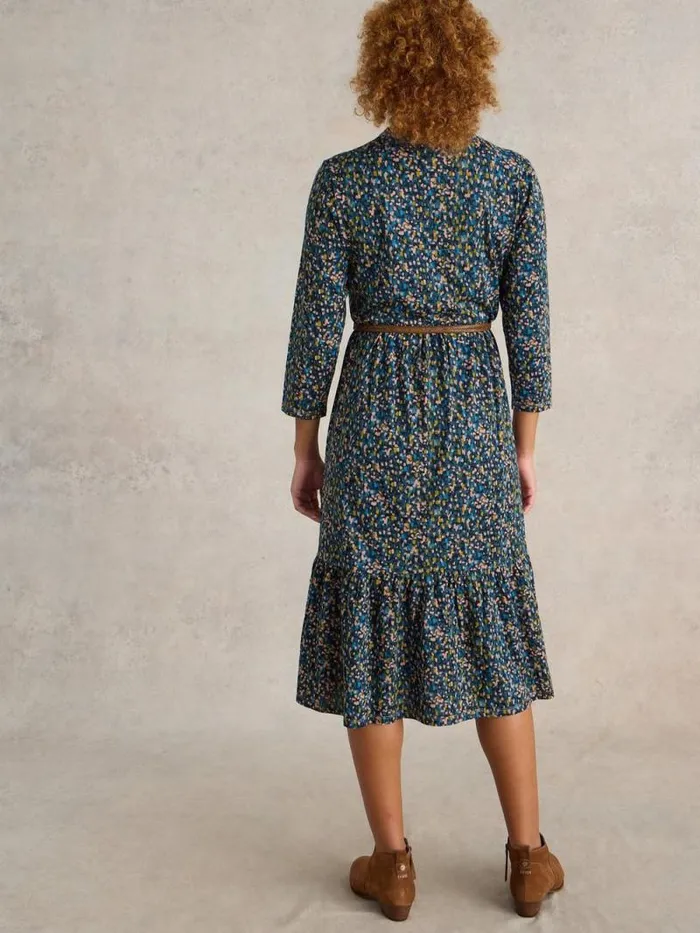 Women Naya Tiered Jersey Dress Navy Multi White Stuff Party Dresses