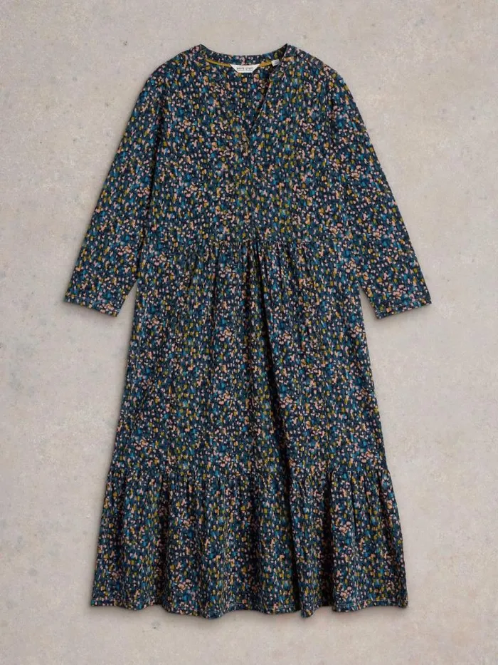 Women Naya Tiered Jersey Dress Navy Multi White Stuff Party Dresses