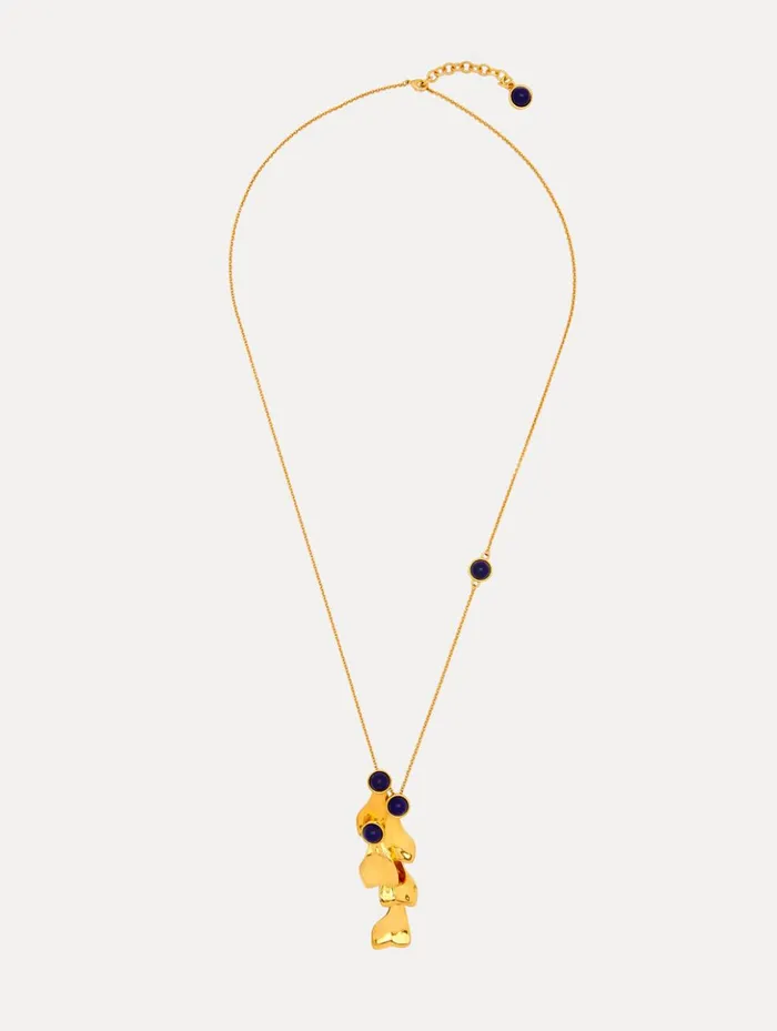 Women Necklaces Oscar De La Renta Cabochon Petal Pendant Necklace Lapis