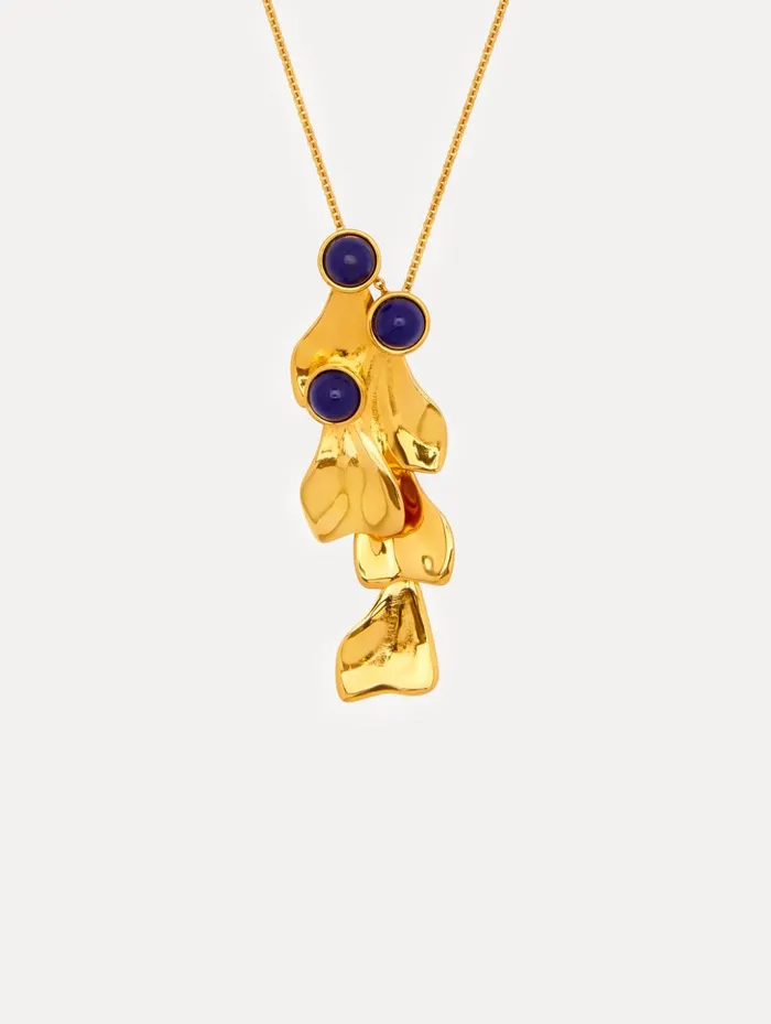Women Necklaces Oscar De La Renta Cabochon Petal Pendant Necklace Lapis