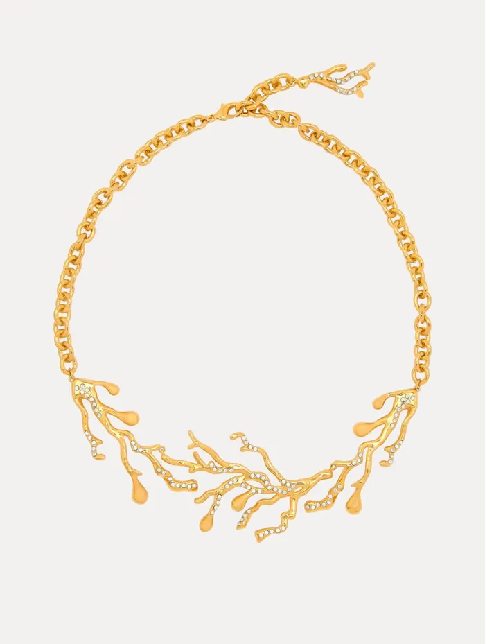 Women Necklaces Oscar De La Renta Coral and Gold Drops Necklace Gold