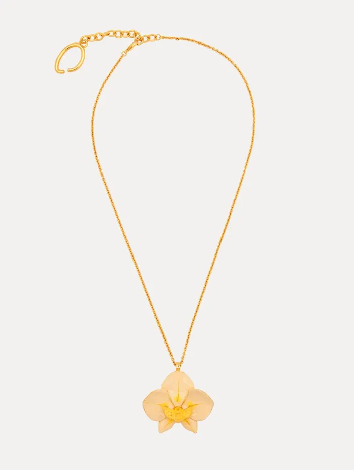 Women Necklaces Oscar De La Renta Enamel Orchid Pendant Necklace Multi