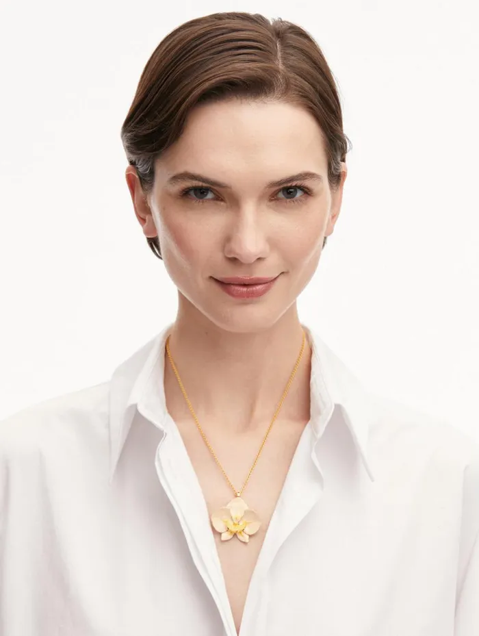 Women Necklaces Oscar De La Renta Enamel Orchid Pendant Necklace Multi Women Necklaces Oscar De La Renta Enamel Orchid Pendant Necklace Multi
