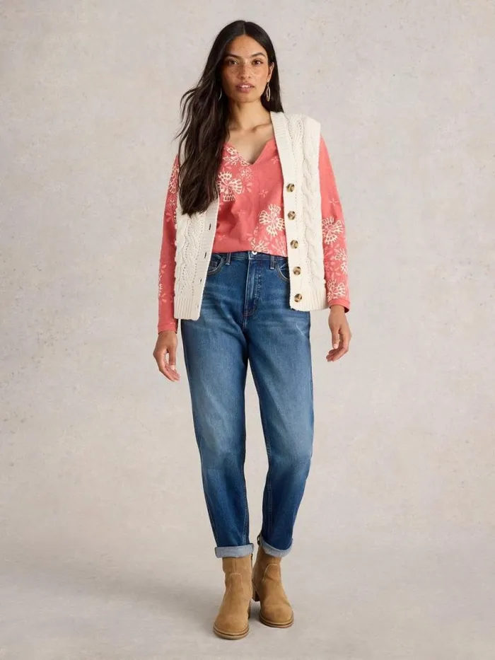 Women NELLY LONG SLEEVE TEE Pink Multi White Stuff Tops and Tees