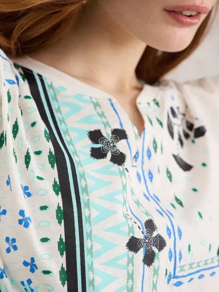 Women NELLY NOTCH NECK COTTON TEE White Print White Stuff Tops and Tees Women NELLY NOTCH NECK COTTON TEE White Print White Stuff Tops and Tees