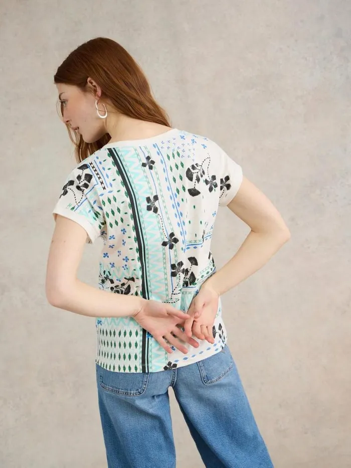 Women NELLY NOTCH NECK COTTON TEE White Print White Stuff Tops and Tees Women NELLY NOTCH NECK COTTON TEE White Print White Stuff Tops and Tees