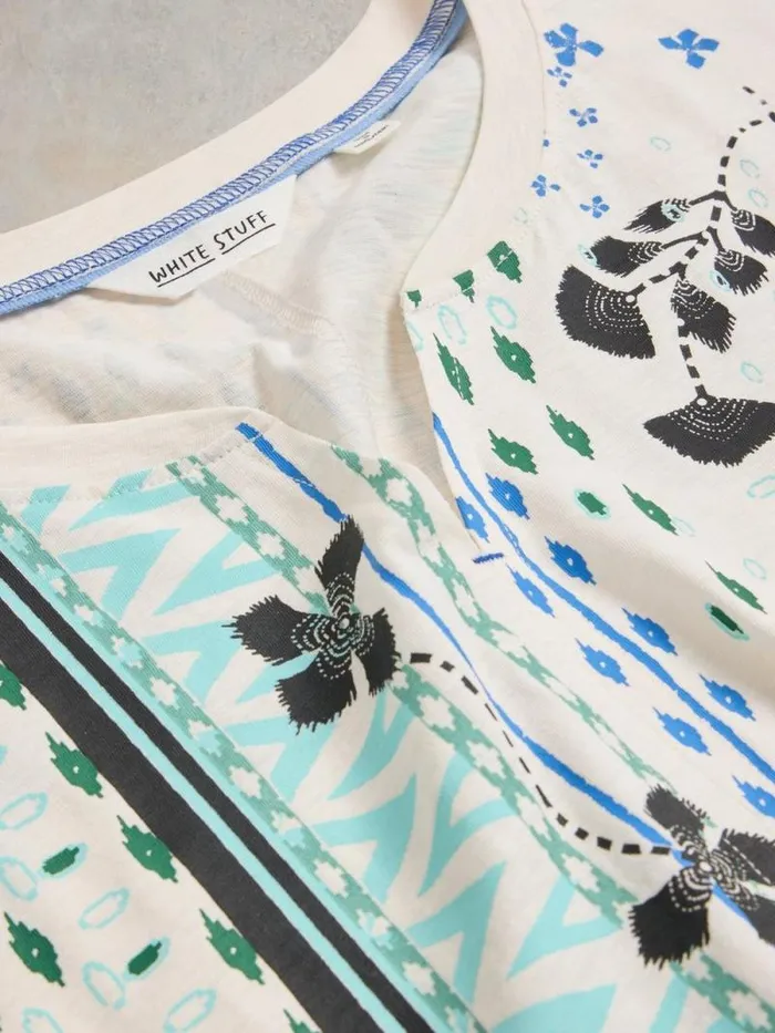 Women NELLY NOTCH NECK COTTON TEE White Print White Stuff Tops and Tees Women NELLY NOTCH NECK COTTON TEE White Print White Stuff Tops and Tees
