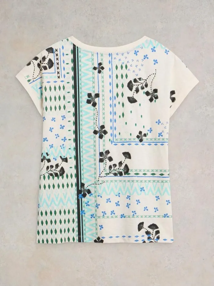 Women NELLY NOTCH NECK COTTON TEE White Print White Stuff Tops and Tees Women NELLY NOTCH NECK COTTON TEE White Print White Stuff Tops and Tees