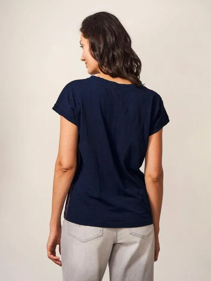 Women Nelly Notch Neck Tee Dark Navy White Stuff Tops and Tees