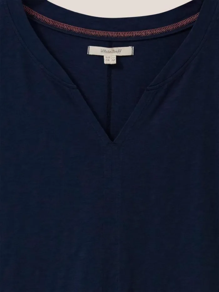 Women Nelly Notch Neck Tee Dark Navy White Stuff Tops and Tees