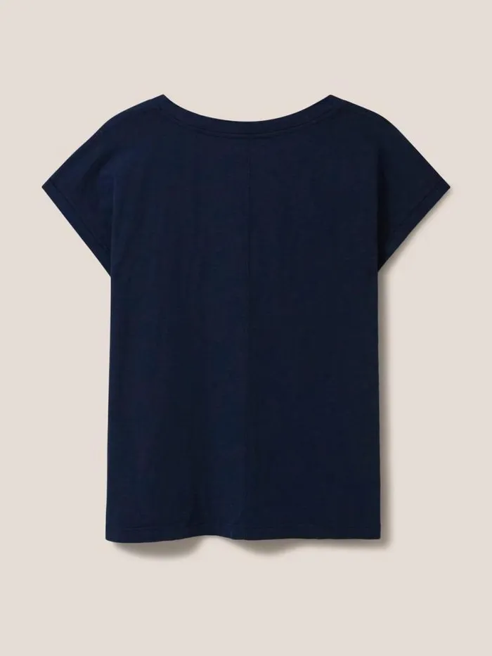 Women Nelly Notch Neck Tee Dark Navy White Stuff Tops and Tees