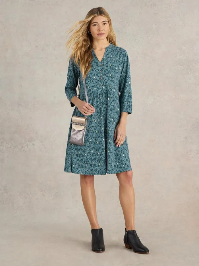 Women Nia Jersey Dress Teal Print White Stuff Dresses