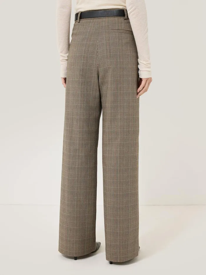 Women Nik Cotton Check Trouser Brown Jigsaw Trousers