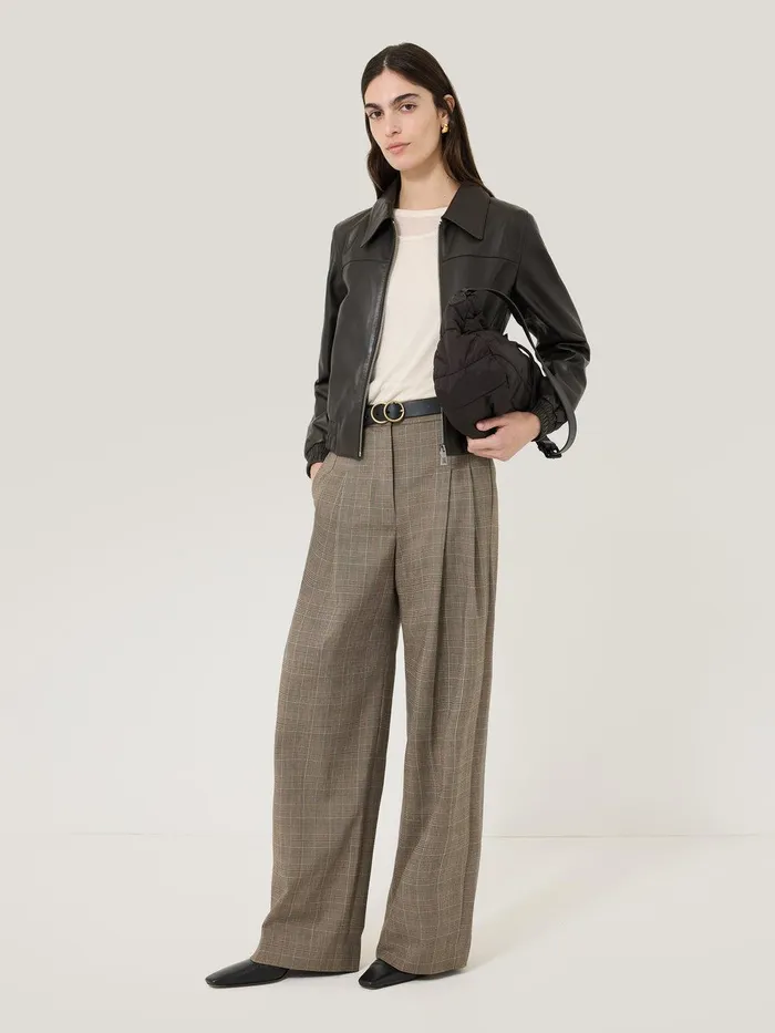 Women Nik Cotton Check Trouser Brown Jigsaw Trousers