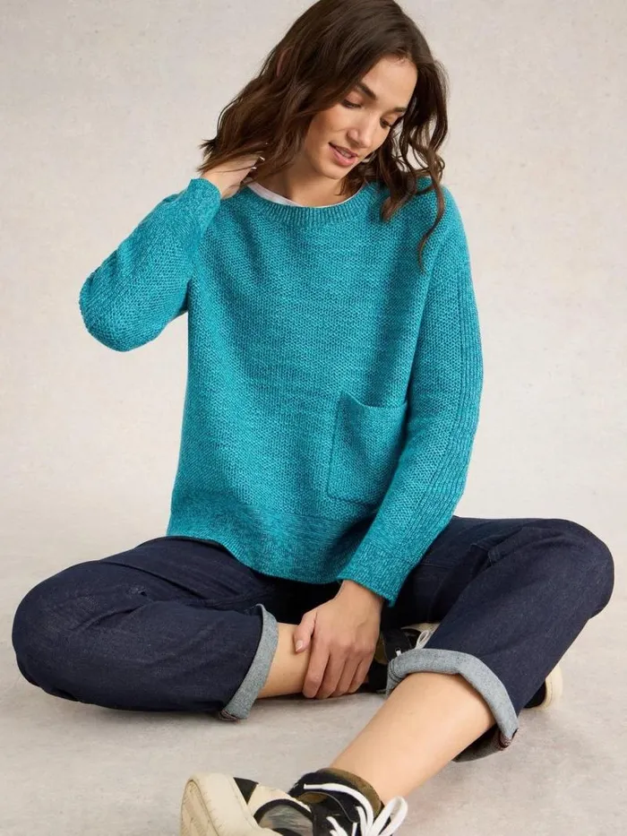 Women NORTHBANK JUMPER Teal Multi White Stuff Knitwear