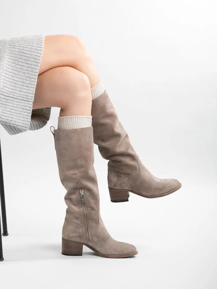 Women Officine Creative Footwear DENNER 116 Gray Suede Zip Boots