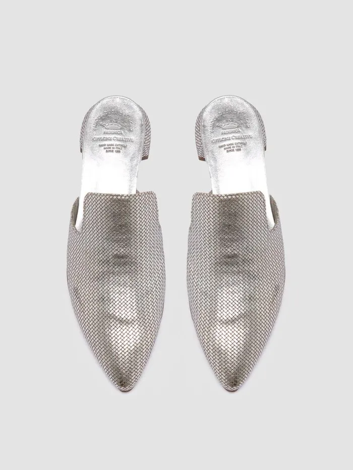 Women Officine Creative Footwear SAGE 106 Silver Leather Mule Sandals Women Officine Creative Footwear SAGE 106 Silver Leather Mule Sandals