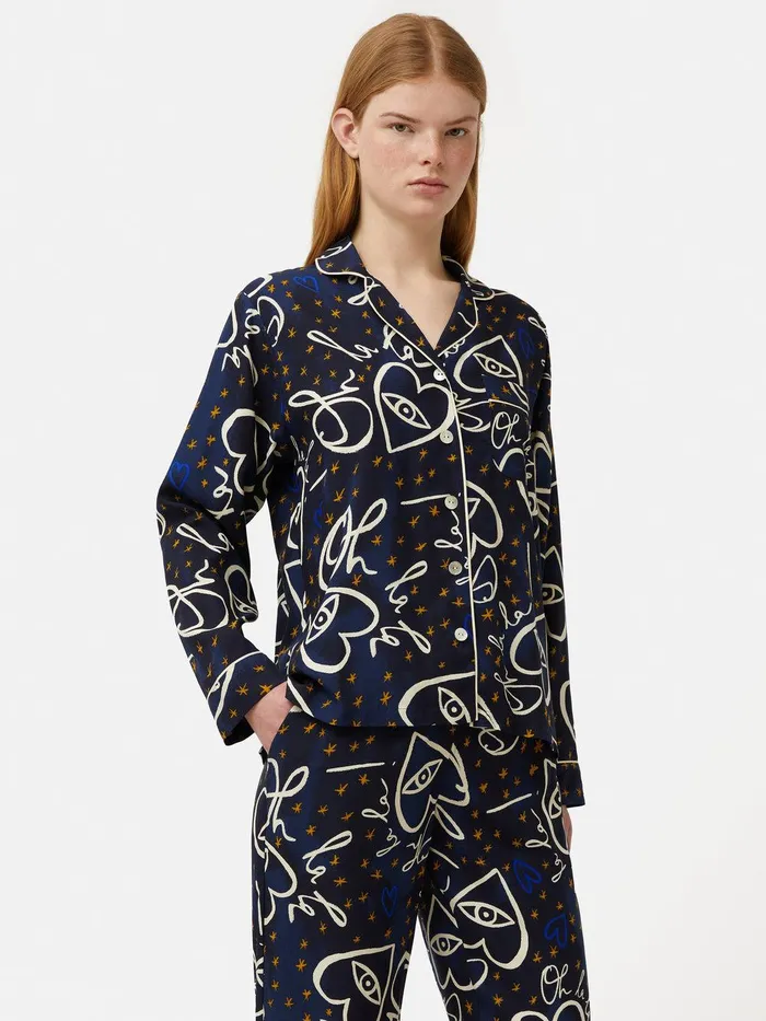 Women Oh La La Modal Pyjama Navy Jigsaw Pyjamas and Loungewear