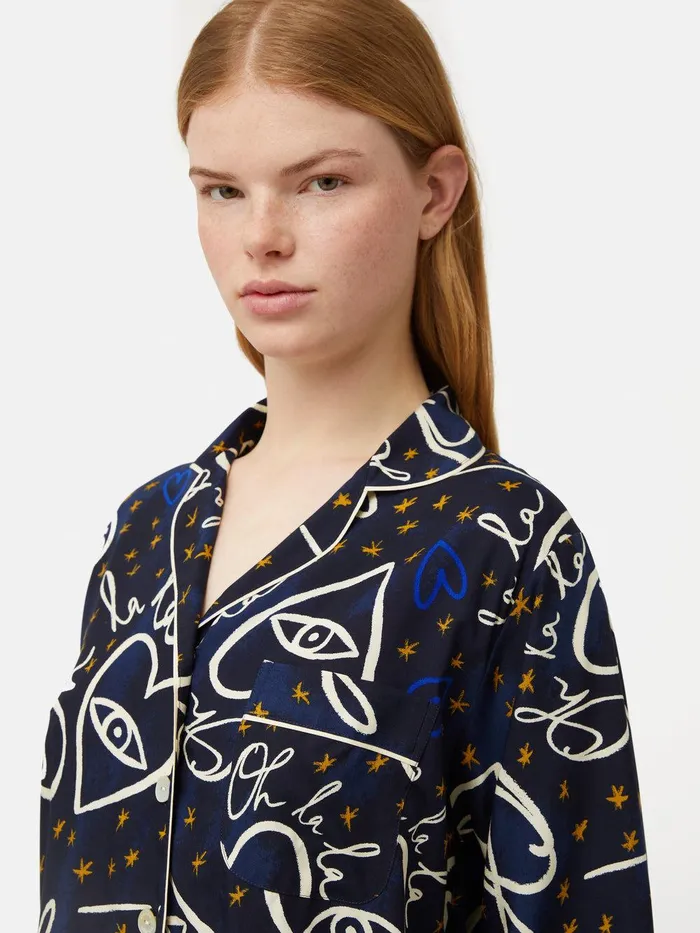 Women Oh La La Modal Pyjama Navy Jigsaw Pyjamas and Loungewear
