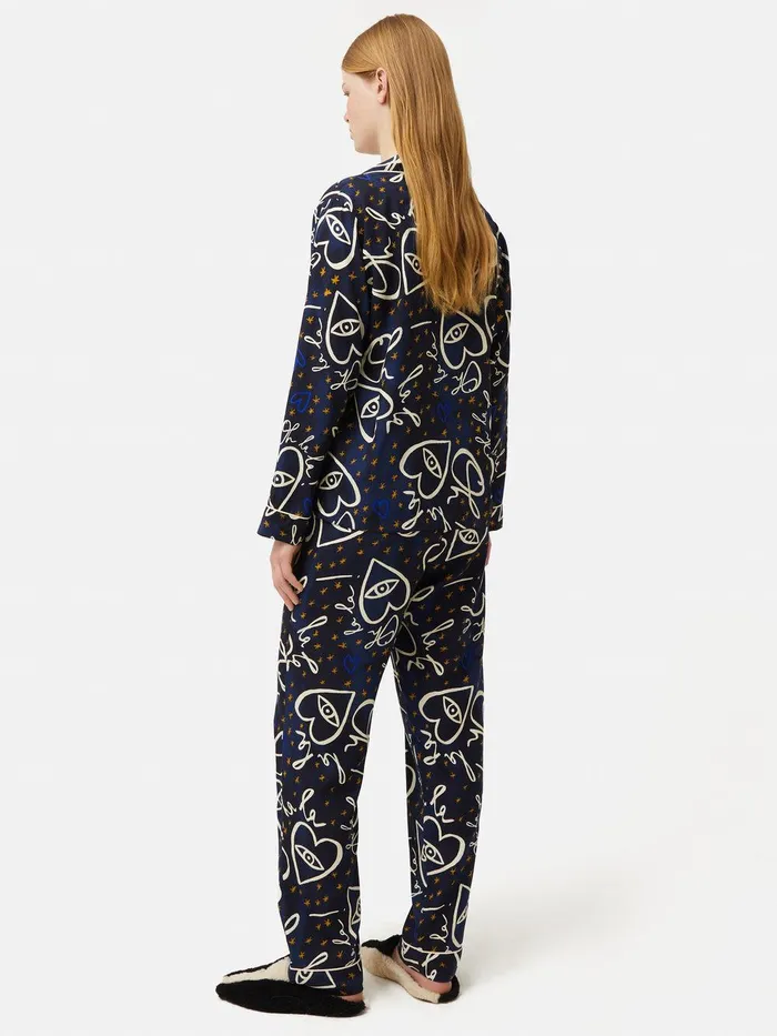 Women Oh La La Modal Pyjama Navy Jigsaw Pyjamas and Loungewear