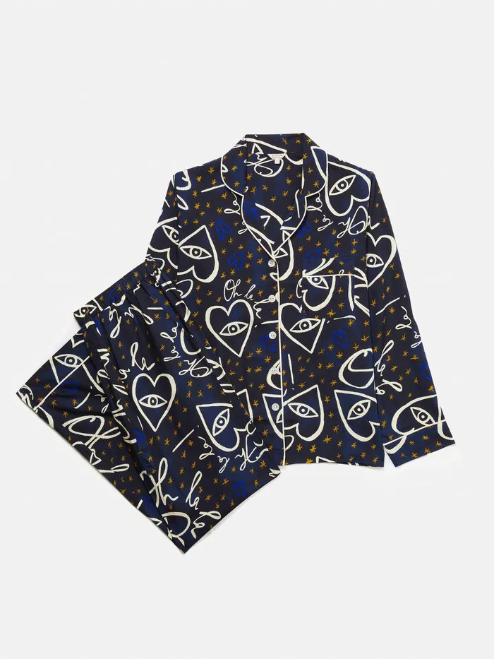 Women Oh La La Modal Pyjama Navy Jigsaw Pyjamas and Loungewear