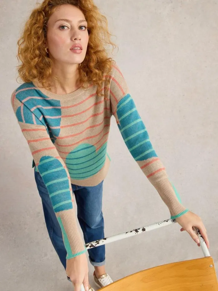 Women OLIVE HEART JUMPER Natural Multi White Stuff Knitwear