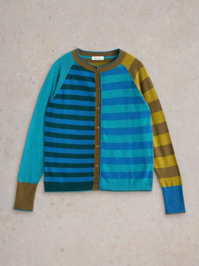 Women OLIVE STRIPE CREW NECK JUMPER Blue Multi White Stuff Knitwear