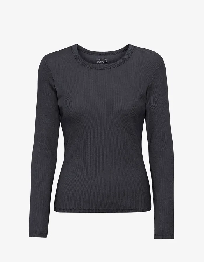 Women Organic Rib LS TShirt 8211 Lava Grey Women TShirts Colorfulstandard