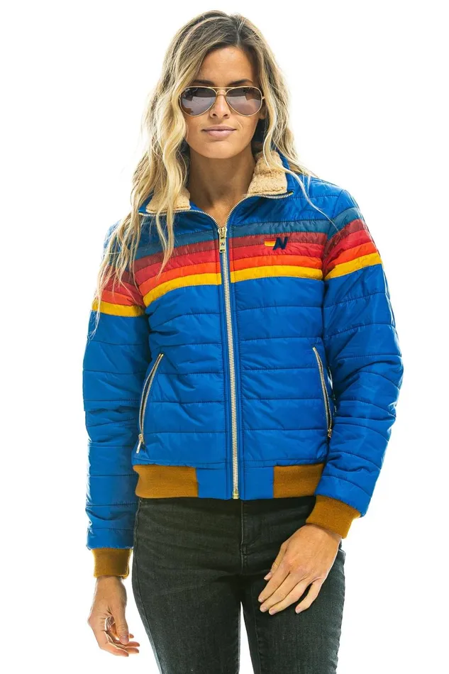 Women Outerwear Aviator Nation 5 STRIPE JACKET 8211 SNORKEL BLUE Women Outerwear Aviator Nation 5 STRIPE JACKET 8211 SNORKEL BLUE