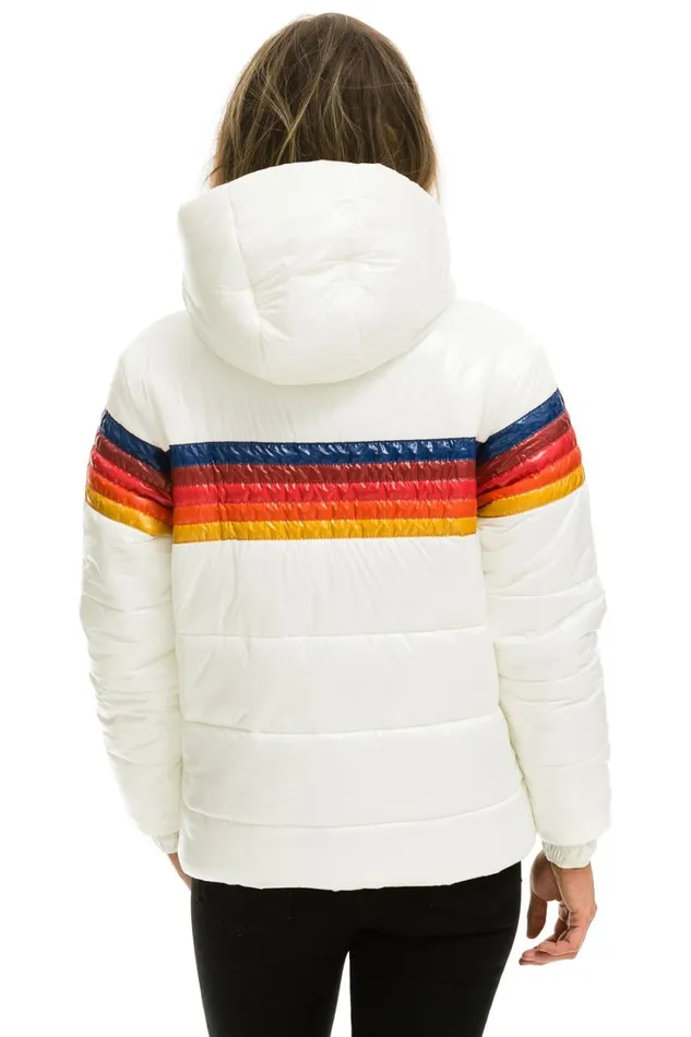 Women Outerwear Aviator Nation 5 STRIPE LUXE TREKKER JACKET 8211 GLOSSY WHITE