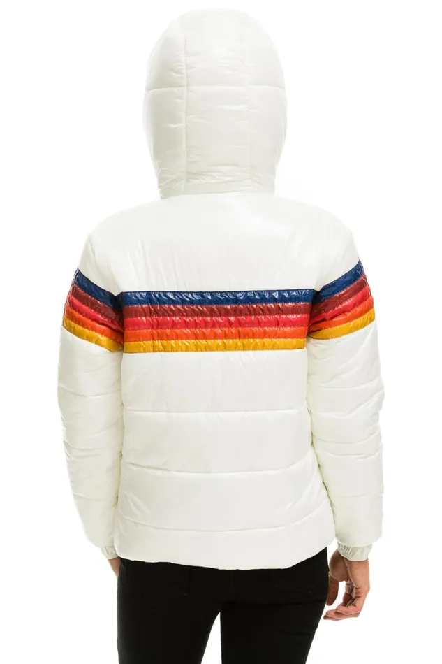 Women Outerwear Aviator Nation 5 STRIPE LUXE TREKKER JACKET 8211 GLOSSY WHITE