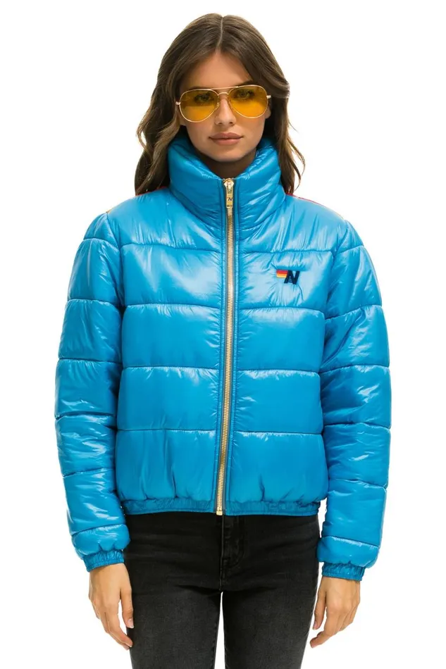 Women Outerwear Aviator Nation SUNBURST APRES PUFFER JACKET 8211 GLOSSY OCEAN Women Outerwear Aviator Nation SUNBURST APRES PUFFER JACKET 8211 GLOSSY OCEAN