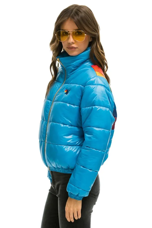 Women Outerwear Aviator Nation SUNBURST APRES PUFFER JACKET 8211 GLOSSY OCEAN Women Outerwear Aviator Nation SUNBURST APRES PUFFER JACKET 8211 GLOSSY OCEAN