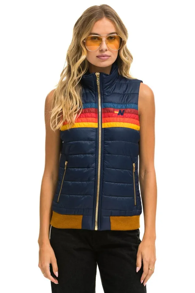 Women Outerwear Aviator Nation WOMEN039S 5 STRIPE VEST 8211 NAVY