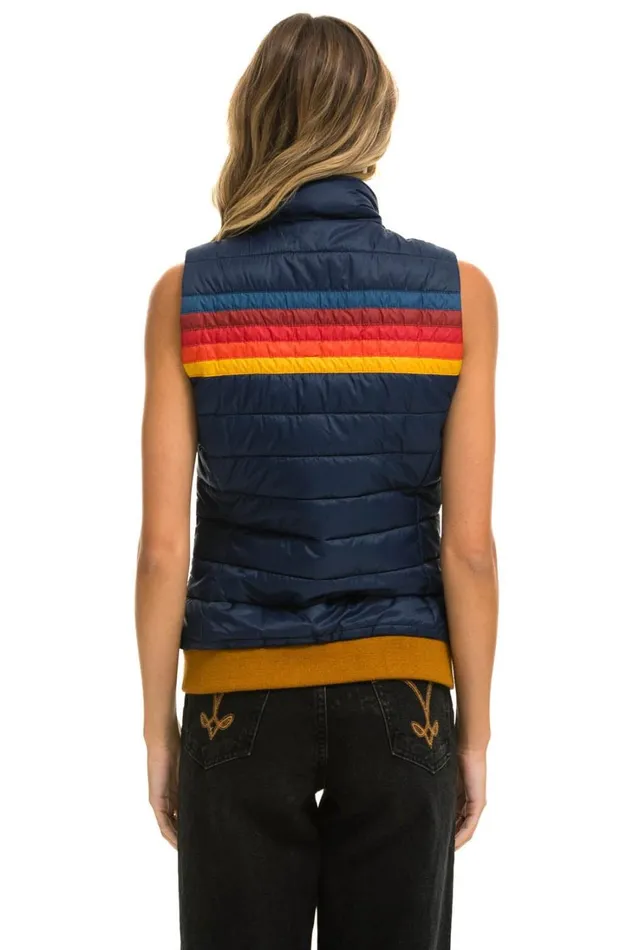 Women Outerwear Aviator Nation WOMEN039S 5 STRIPE VEST 8211 NAVY