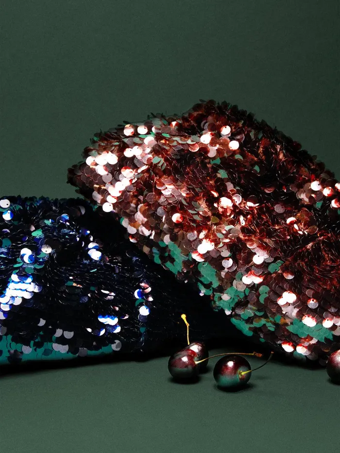 Women Oversized Sequin Clutch Brown Jigsaw Bags