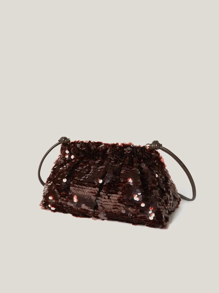 Women Oversized Sequin Clutch Brown Jigsaw Bags