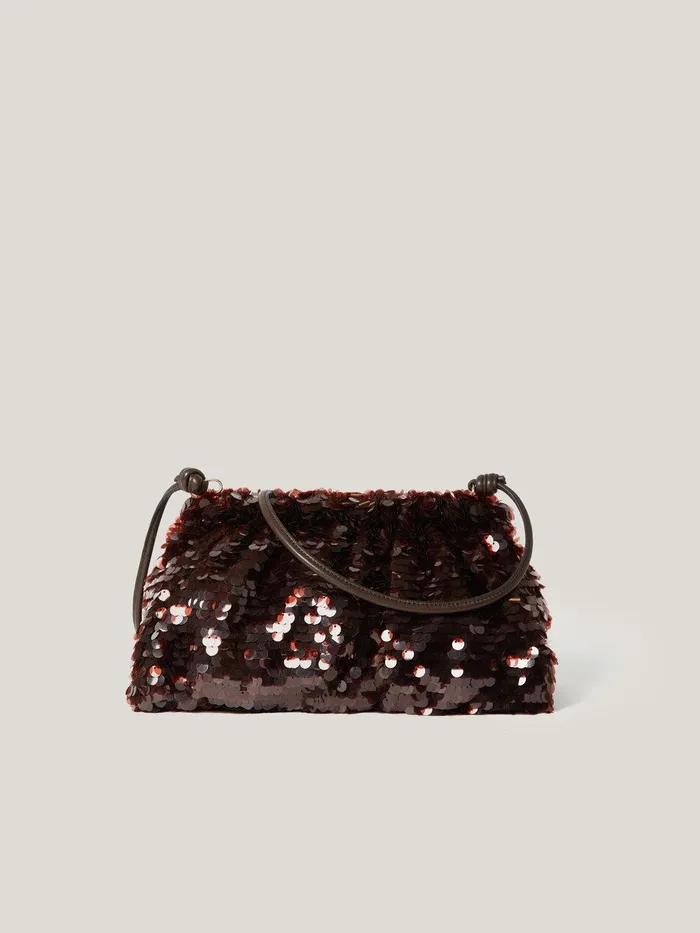 Women Oversized Sequin Clutch Brown Jigsaw Bags