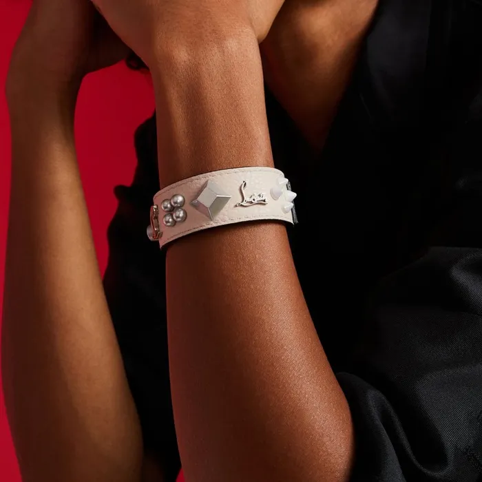 Women Paloma Bracelet 8211 Grained Calf Leather And Spikes Loubinthesky 8211 Leche Christian Louboutin Bracelets