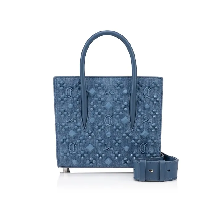 Women Paloma Mini Top Handle Bag 8211 Denim And Spikes Loubinthesky 8211 Blue Christian Louboutin Crossbody Bags