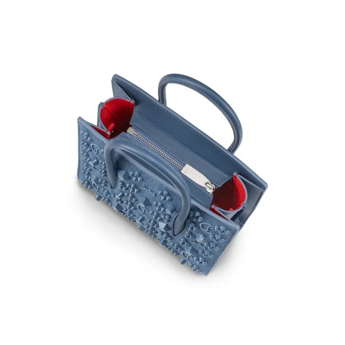 Women Paloma Mini Top Handle Bag 8211 Denim And Spikes Loubinthesky 8211 Blue Christian Louboutin Crossbody Bags
