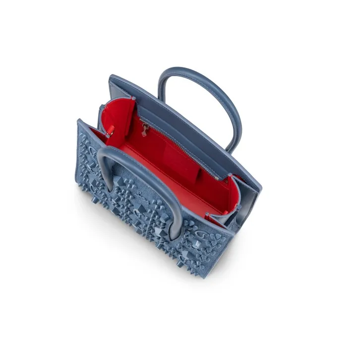 Women Paloma Mini Top Handle Bag 8211 Denim And Spikes Loubinthesky 8211 Blue Christian Louboutin Crossbody Bags