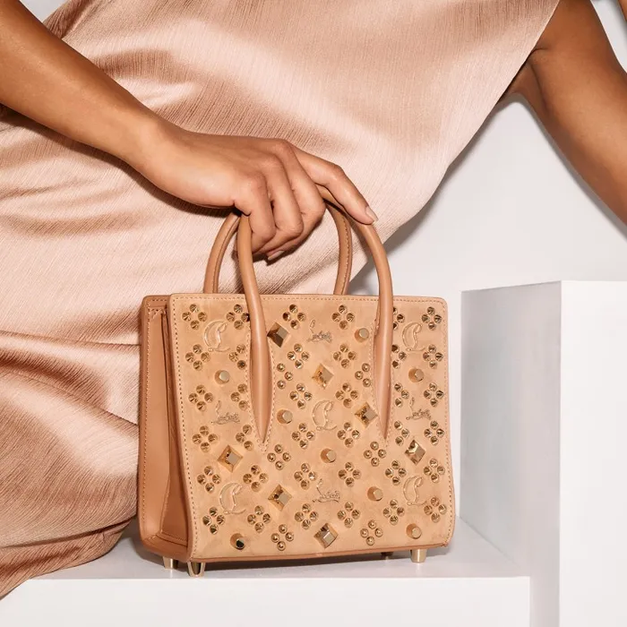 Women Paloma Mini Top Handle Bag 8211 Veau Velours Calf Leather And Spikes Loubinthesky 8211 Lionne Christian Louboutin Mini Bags