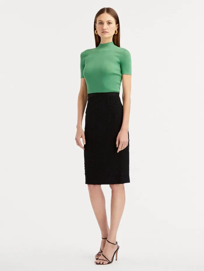 Women Pants and Skirts Oscar De La Renta Ribbon Tweed Pencil Skirt Black