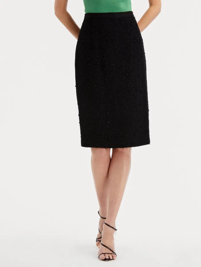 Women Pants and Skirts Oscar De La Renta Ribbon Tweed Pencil Skirt Black