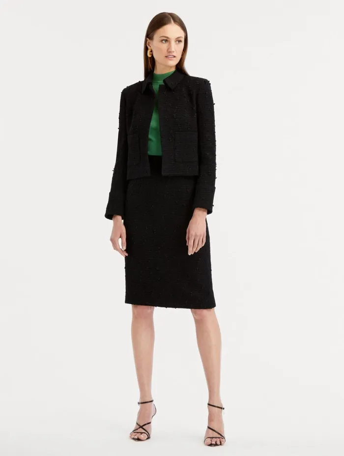 Women Pants and Skirts Oscar De La Renta Ribbon Tweed Pencil Skirt Black
