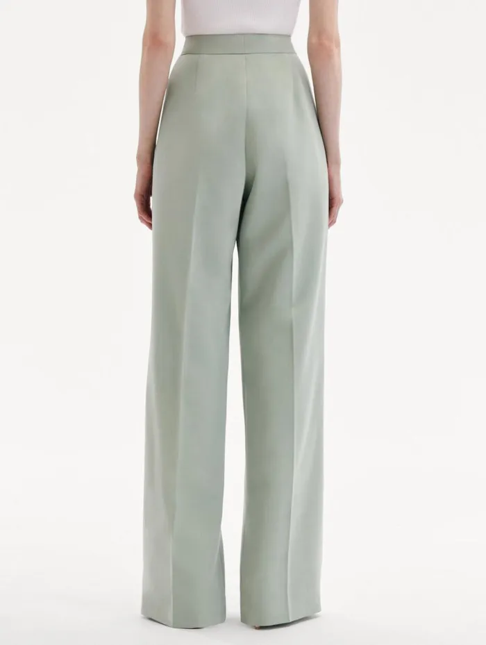 Women Pants and Skirts Oscar De La Renta Wide Leg Silk Georgette Pant Eucalyptus Women Pants and Skirts Oscar De La Renta Wide Leg Silk Georgette Pant Eucalyptus