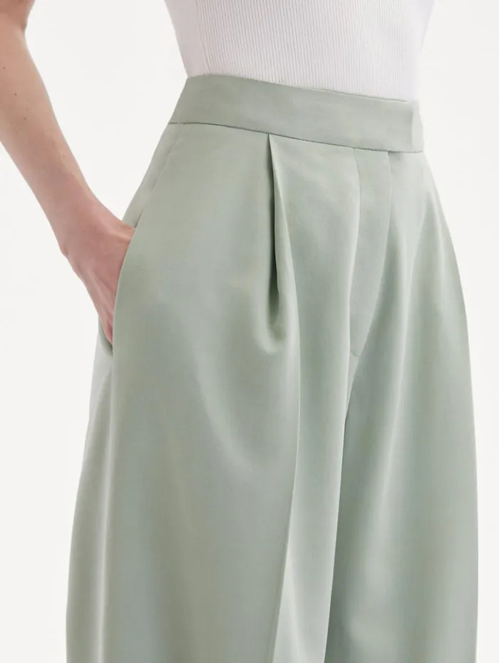 Women Pants and Skirts Oscar De La Renta Wide Leg Silk Georgette Pant Eucalyptus Women Pants and Skirts Oscar De La Renta Wide Leg Silk Georgette Pant Eucalyptus