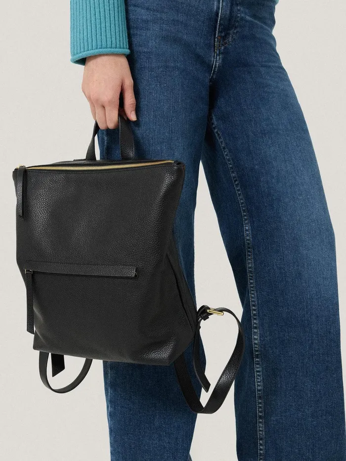 Women Pebble Leather Backpack Black Jigsaw Wallets and Card Holders