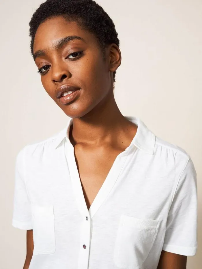 Women Penny Pocket Jersey Shirt Brilliant White White Stuff Shirts and Blouses Women Penny Pocket Jersey Shirt Brilliant White White Stuff Shirts and Blouses